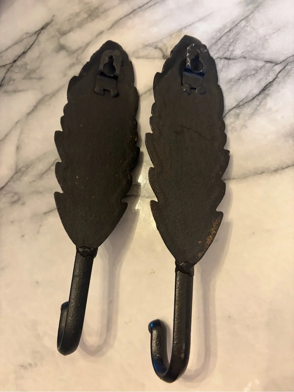 Feather Wall Hooks Set - Rustic Brown Decorative Hooks